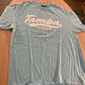 Tampa Florida Spellout T Shirt MV Sport Adult Large Light Blue Short Sleeve